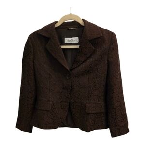 Vintage MaxMara Jacquard Wool Blend Blazer Sz 8